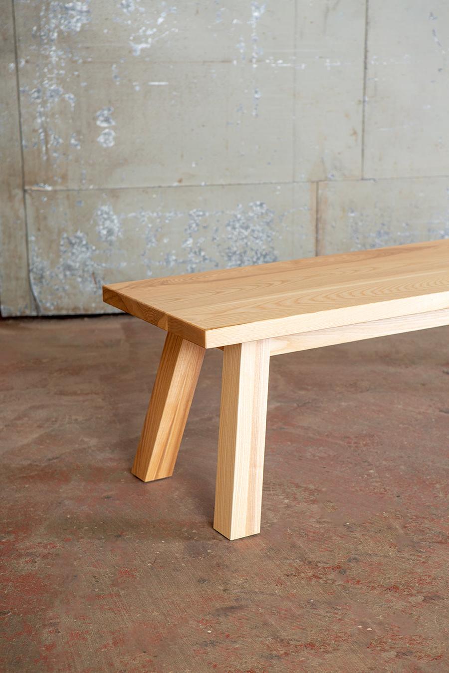 solid wood bench angled legs